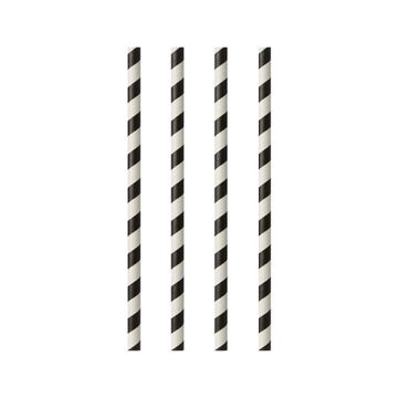Trinkhalme, Papier Ø 6 mm · 24 cm schwarz/weiss "Stripes"