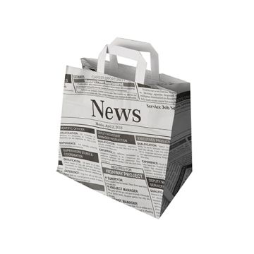 Tragetaschen, Papier 25 cm x 26 cm x 17 cm "Newsprint" mit Tragegriff