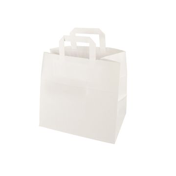 Tragetaschen, Papier 25 cm x 26 cm x 17 cm weiss mit Tragegriff