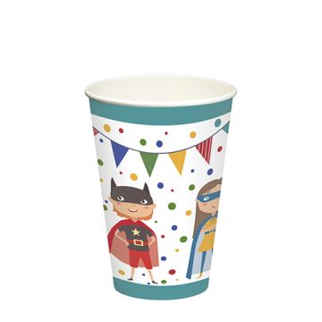 Trinkbecher, Pappe 0,2 l Ø 7 cm · 9,7 cm "Superhero"