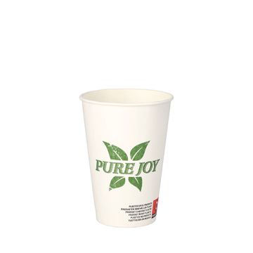 Trinkbecher, Pappe 0,2 l Ø 7,3 cm · 9,9 cm weiss "Pure Joy"