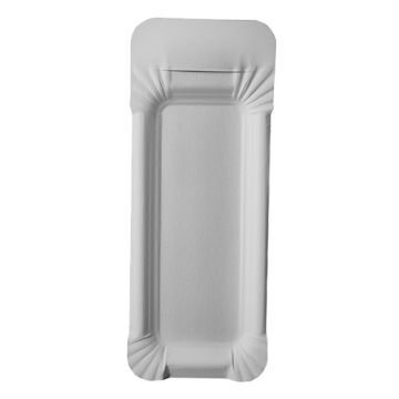 Teller, Pappe "pure" eckig 8 cm x 21 cm weiss mit Anfasser