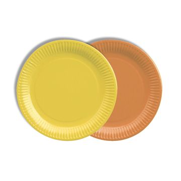 Teller, Pappe rund Ø 18 cm farbig sortiert - gelb/orange