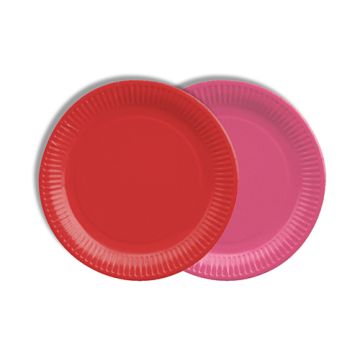 Teller, Pappe rund Ø 18 cm farbig sortiert - rot/fuchsia