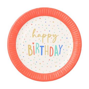 Teller, Pappe rund Ø 23 cm "Happy Birthday"