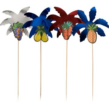 Deko-Picker 19,5 cm farbig sortiert "Palmblätter"