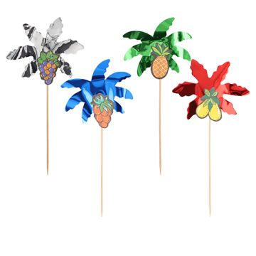 Deko-Picker 19,5 cm farbig sortiert "Palmblätter"