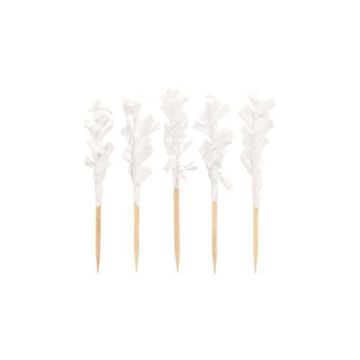 Deko-Picker 6,8 cm weiss "Frills"