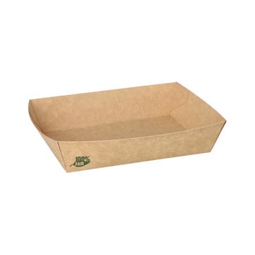 Snacktrays, Pappe "pure" 4 cm x 11 cm x 16 cm braun "100% Fair" extra groß