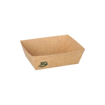 Snacktrays, Pappe "pure" 3,5 cm x 7 cm x 9 cm braun "100% Fair" klein