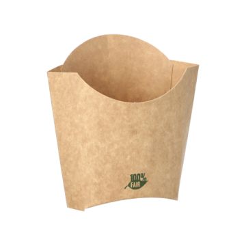 Pommes-Frites-Schütte, Pappe "pure" 11,2 cm x 8,4 cm x 5,2 cm braun "100% Fair" klein