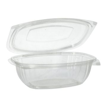 Feinkost- und Salatschalen mit Klappdeckeln, PLA "pure" 1 l 7,6 cm x 20,5 cm x 16,8 cm glasklar