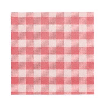 Servietten, 1-lagig 1/4-Falz 33 cm x 33 cm rot/weiss "Vichy Karo"
