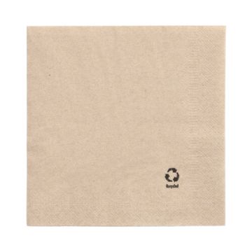 Servietten, 2-lagig 1/4-Falz 33 cm x 33 cm natur aus recyceltem Papier