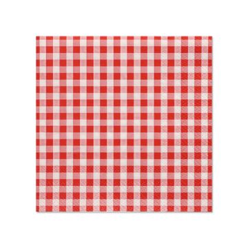 Servietten, 3-lagig 1/4-Falz 25 cm x 25 cm rot "Vichy Karo"