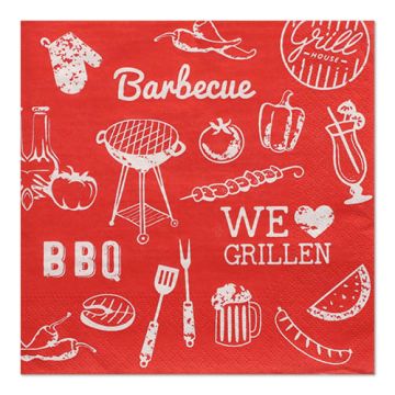 Servietten, 3-lagig 1/4-Falz 33 cm x 33 cm "BBQ Love"