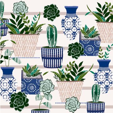 Servietten, 3-lagig 1/4-Falz 33 cm x 33 cm "Cactus Family"