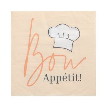 Servietten, 3-lagig 1/4-Falz 33 cm x 33 cm "Bon Appétit"