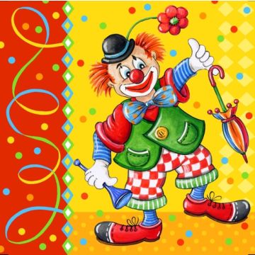 Servietten, 3-lagig 1/4-Falz 33 cm x 33 cm "Clown"