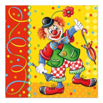 Servietten, 3-lagig 1/4-Falz 33 cm x 33 cm "Clown"
