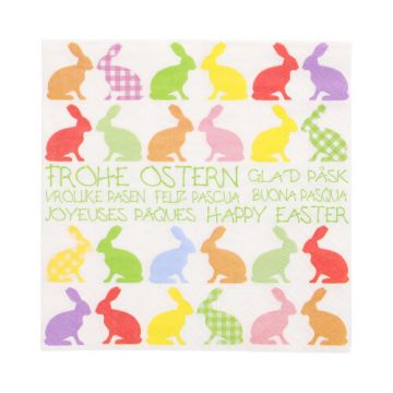 Servietten, 3-lagig 1/4-Falz 33 cm x 33 cm "Colourful Bunnies"