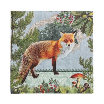 Servietten, 3-lagig 1/4-Falz 33 cm x 33 cm "Fox Portrait"