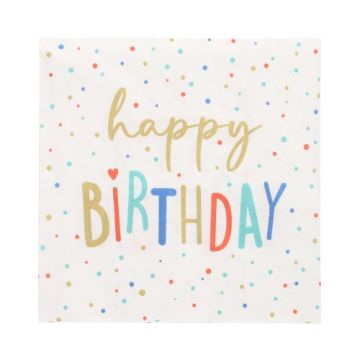 Servietten, 3-lagig 1/4-Falz 33 cm x 33 cm "Happy Birthday"