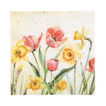 Servietten, 3-lagig 1/4-Falz 33 cm x 33 cm "Tulips & Daffodils"