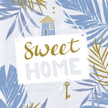 Servietten, 3-lagig 1/4-Falz 33 cm x 33 cm blau "Sweet Home"