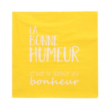 Servietten, 3-lagig 1/4-Falz 33 cm x 33 cm gelb "La Bonne Humeur"
