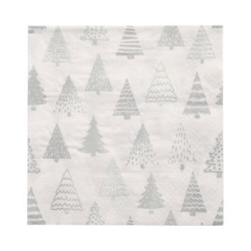 Servietten, 3-lagig 1/4-Falz 33 cm x 33 cm silber "Pine Forest"