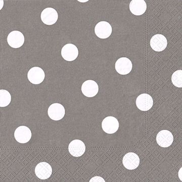 Servietten, 3-lagig 1/4-Falz 40 cm x 40 cm grau "Dots"