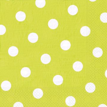 Servietten, 3-lagig 1/4-Falz 40 cm x 40 cm limonengrün "Dots"