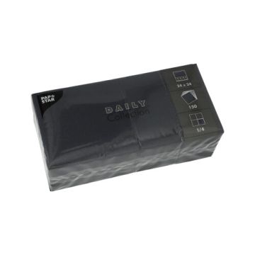 Servietten "DAILY Collection" 1/4-Falz 24 cm x 24 cm schwarz