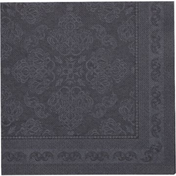 Servietten "ROYAL Collection" 1/4-Falz 40 cm x 40 cm schwarz "Arabesque"