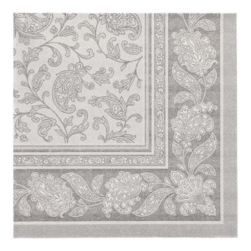 Servietten "ROYAL Collection" 1/4-Falz 40 cm x 40 cm grau "Ornaments"