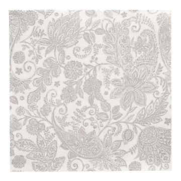 Servietten "ROYAL Collection" 1/4-Falz 40 cm x 40 cm grau "Paisley"