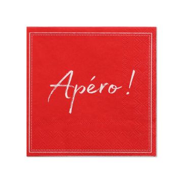 Servietten, 3-lagig 1/4-Falz 25 cm x 25 cm rot "Apero"