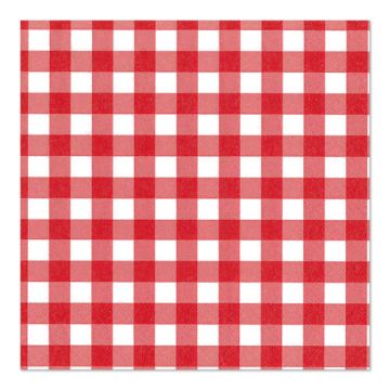 Servietten, 3-lagig 1/4-Falz 33 cm x 33 cm rot "Vichy Karo"