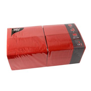 Servietten, 3-lagig 1/8-Falz 33 cm x 33 cm rot