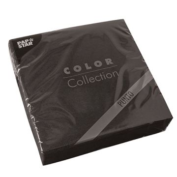 Servietten, 2-lagig "PUNTO" 1/4-Falz 38 cm x 38 cm schwarz mikrogeprägt