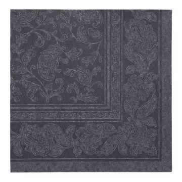 Servietten "ROYAL Collection" 1/4-Falz 40 cm x 40 cm schwarz "Ornaments"