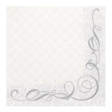 Servietten "ROYAL Collection" 1/4-Falz 40 cm x 40 cm silber "Megan"