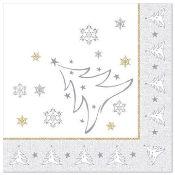 Servietten "ROYAL Collection" 1/4-Falz 40 cm x 40 cm silber "X-Mas Elegance"