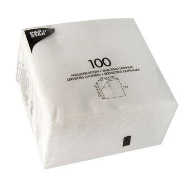 Servietten, 1-lagig 1/4-Falz 33 cm x 33 cm weiss