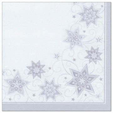 Servietten "ROYAL Collection" 1/4-Falz 40 cm x 40 cm weiss "Just Stars"
