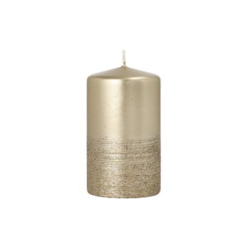 Stumpenkerze "Safe Candle" Ø 60 mm · 100 mm gold "Fia" einzeln cellophaniert