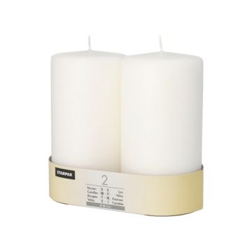 Stumpenkerzen Ø 80 mm · 150 mm weiss mit Flachkopf