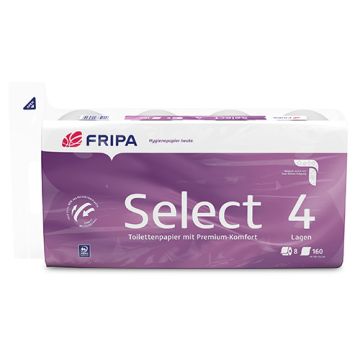 Toilettenpapier, 4-lagiges Tissue Ø 12 cm · 13,8 cm x 9,8 cm hochweiss "Select" 160 Blatt