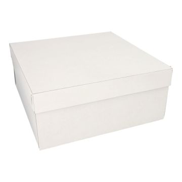 Tortenkartons, mit Deckel, Pappe eckig 30 cm x 30 cm x 13 cm weiss